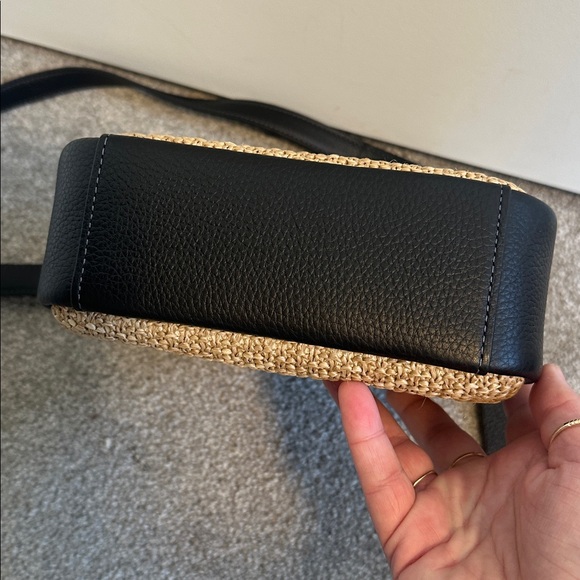 NWOT Coach Hadley Mini Crossbody Bag in Raffia Tan & Black Leather - Picture 13 of 14